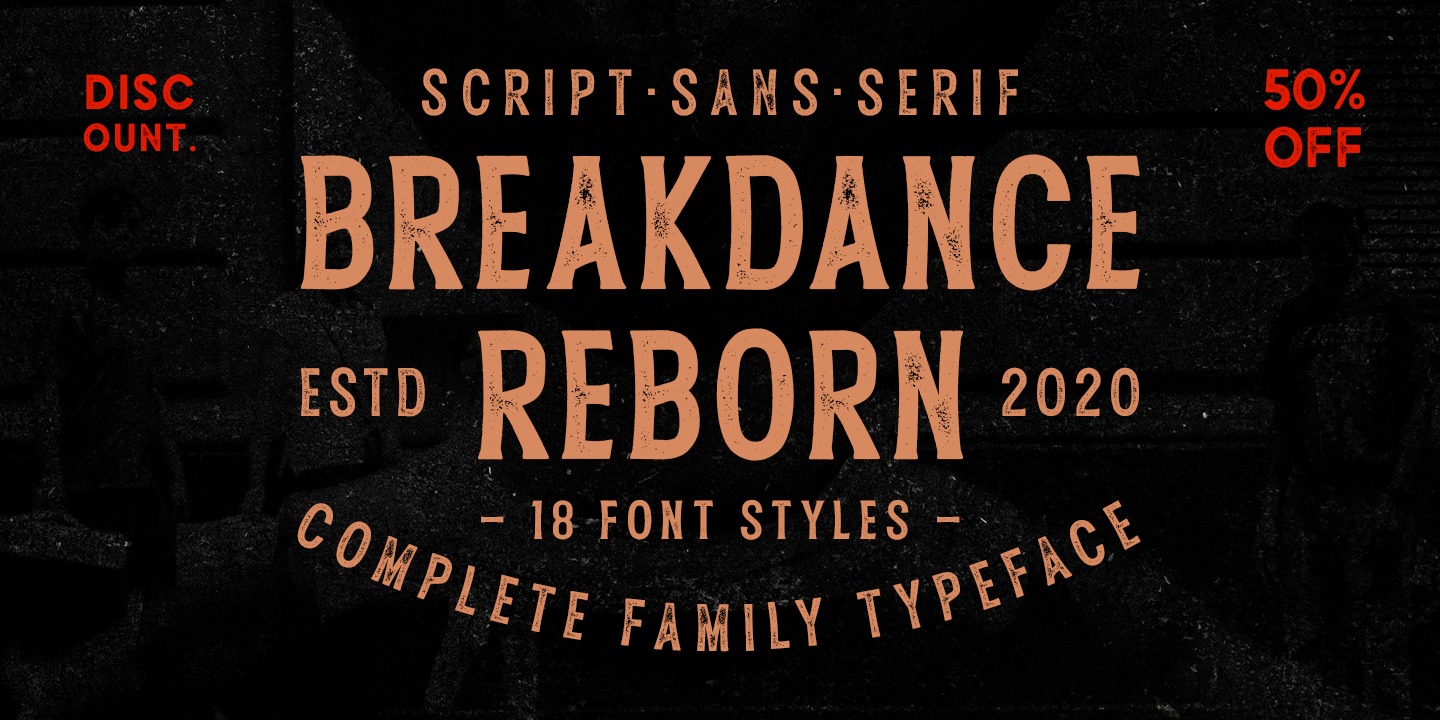 Пример шрифта Breakdance Reborn Serif Stamp